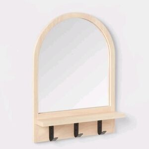 Wood Entryway Organizer Mirror